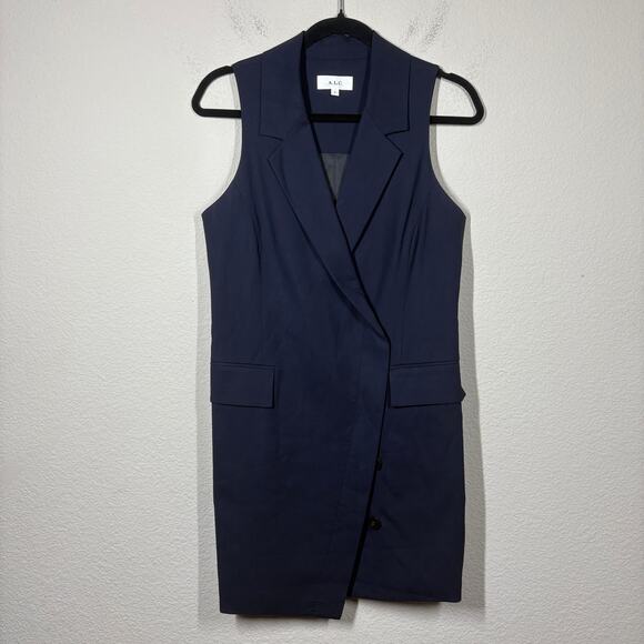 ALC Womens 6 Jocelyn Tailored Mini Dress Maritime Navy Blue Collar Sleeveless - Picture 2 of 9